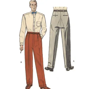 1950s Pattern, Men's Tailored Fred Astaire Slacks - Multi-sizes