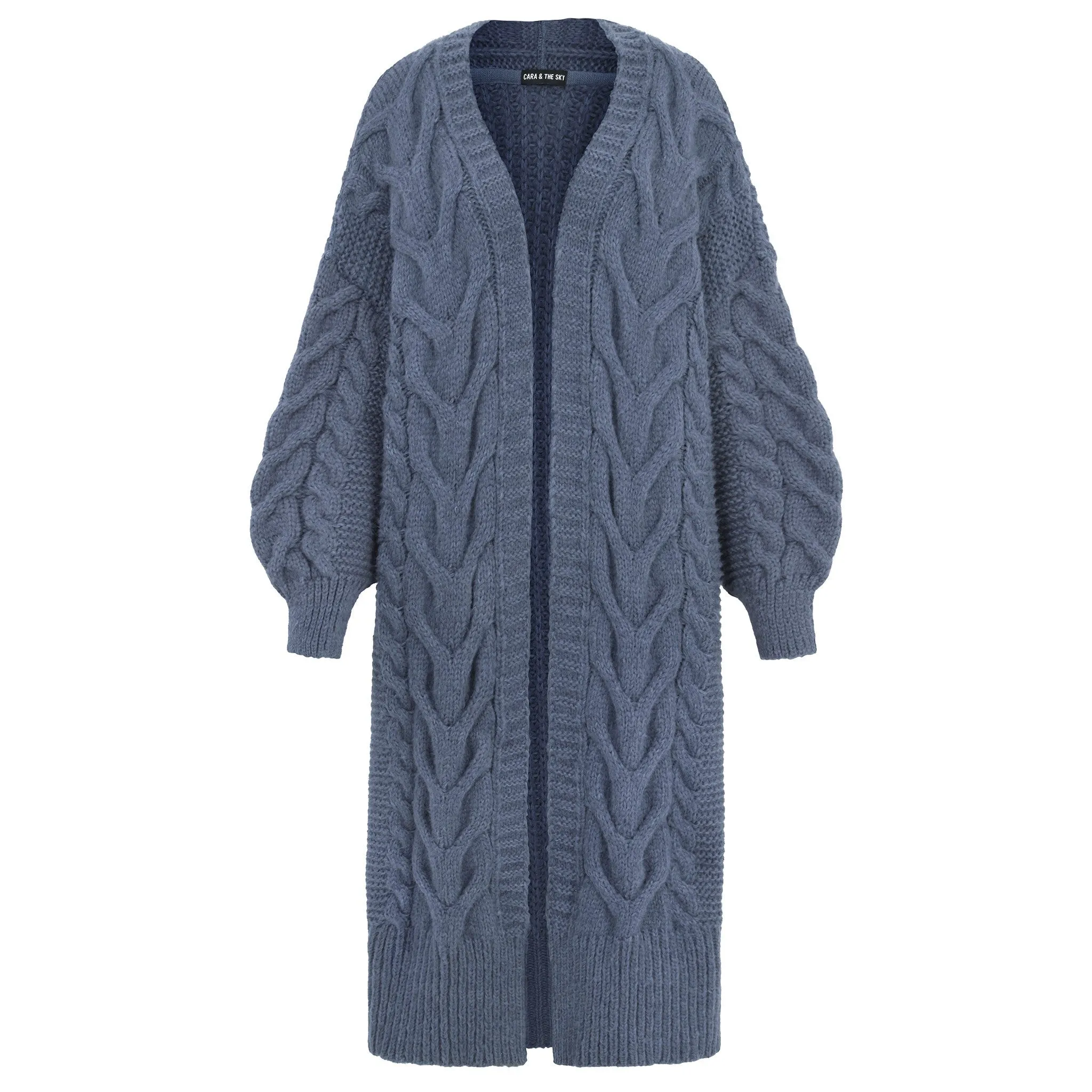 Alex Cable Balloon Sleeve Maxi Cardigan - Denim