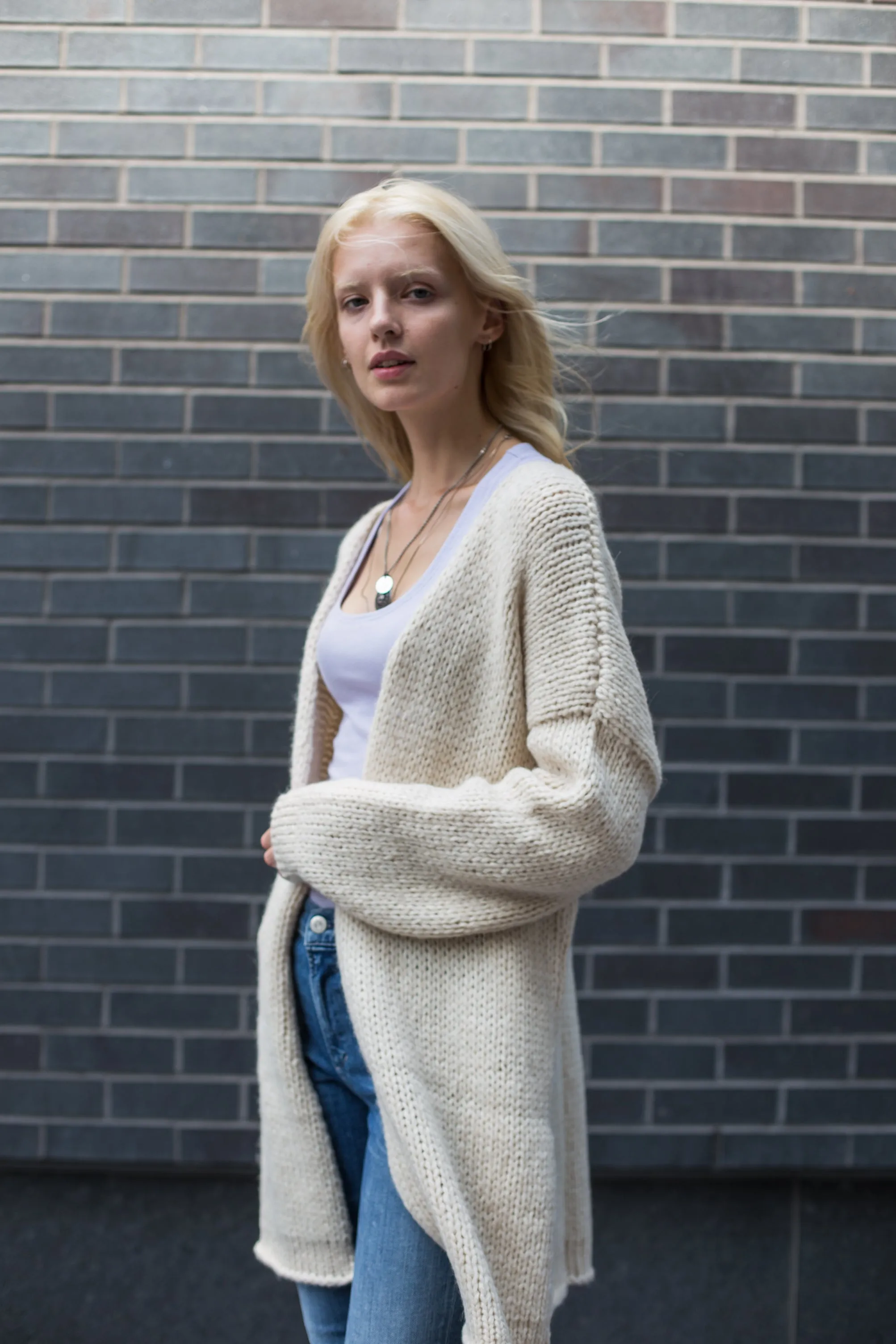 Alpaca chunky knit cardigan.