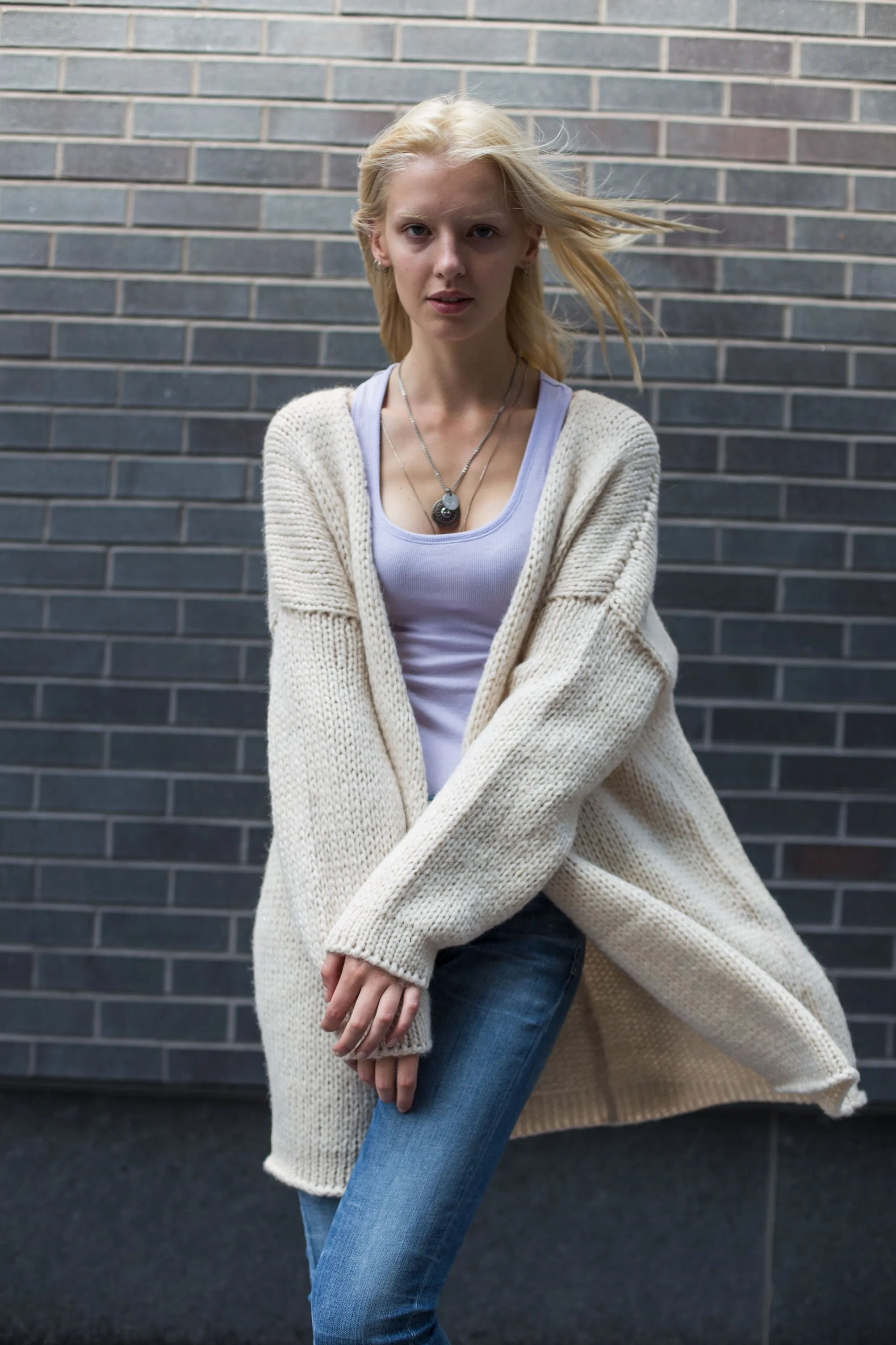 Alpaca chunky knit cardigan.