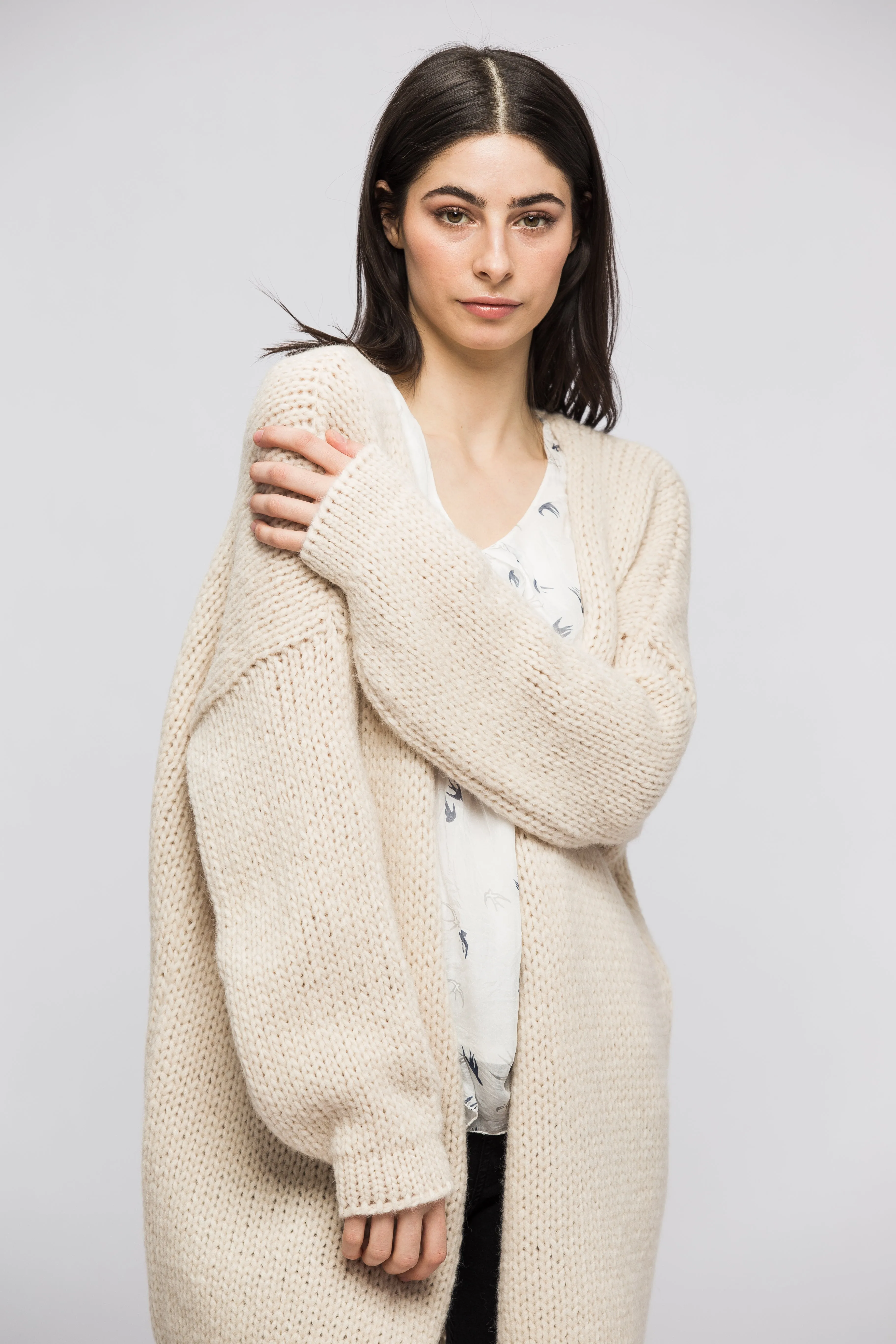 Alpaca chunky knit cardigan.