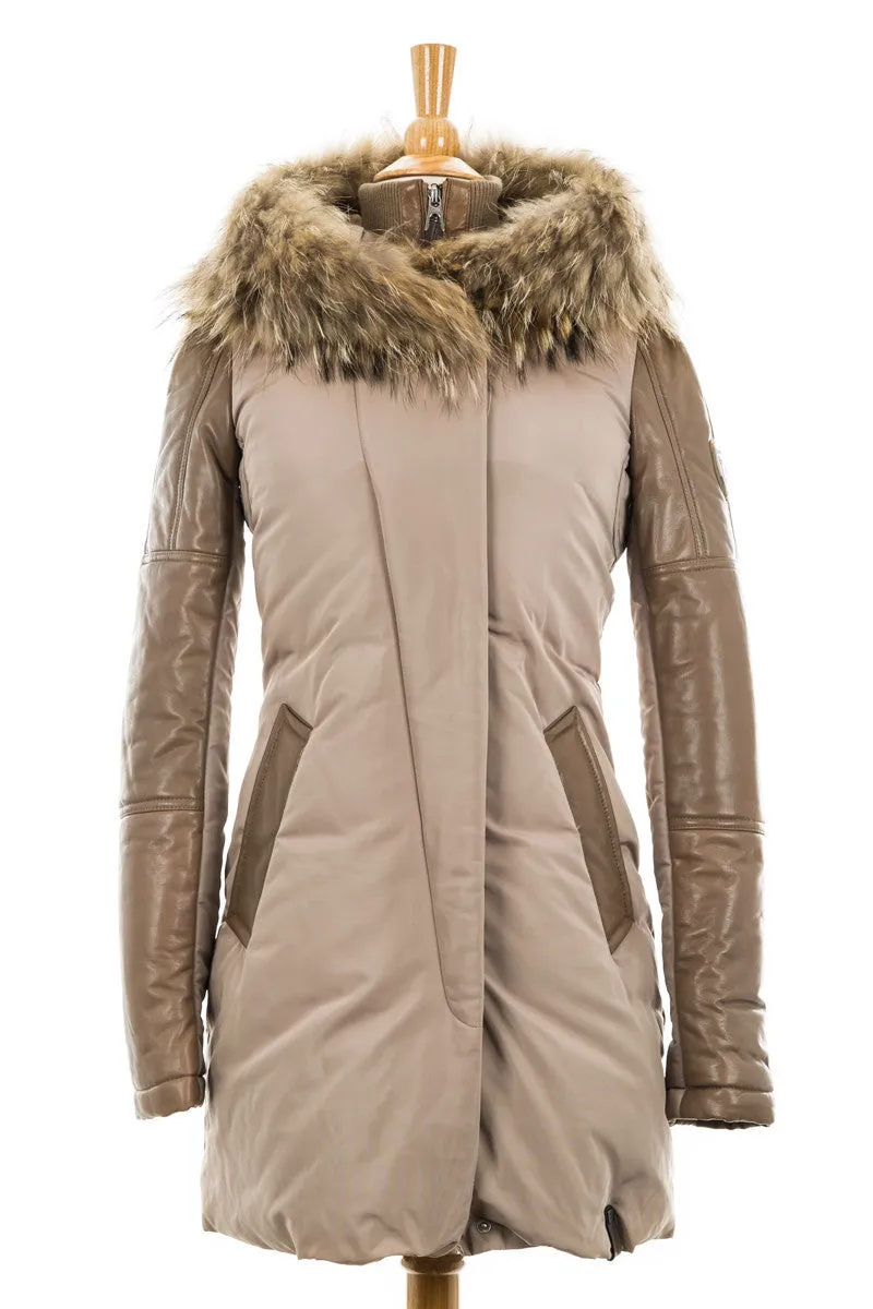 Anouk Leather Sleeved Down Parka