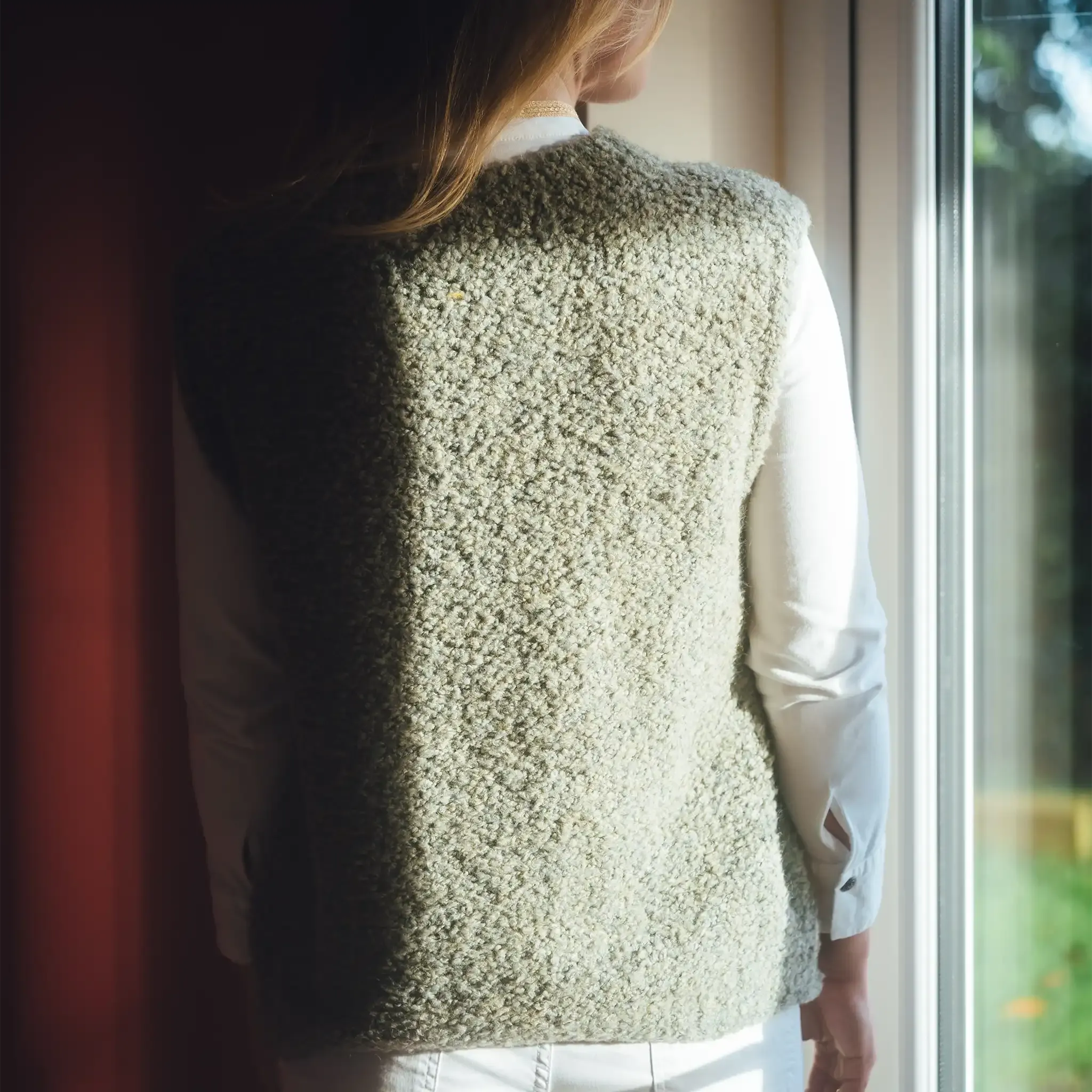 Autumn Khaki Boucle Vest