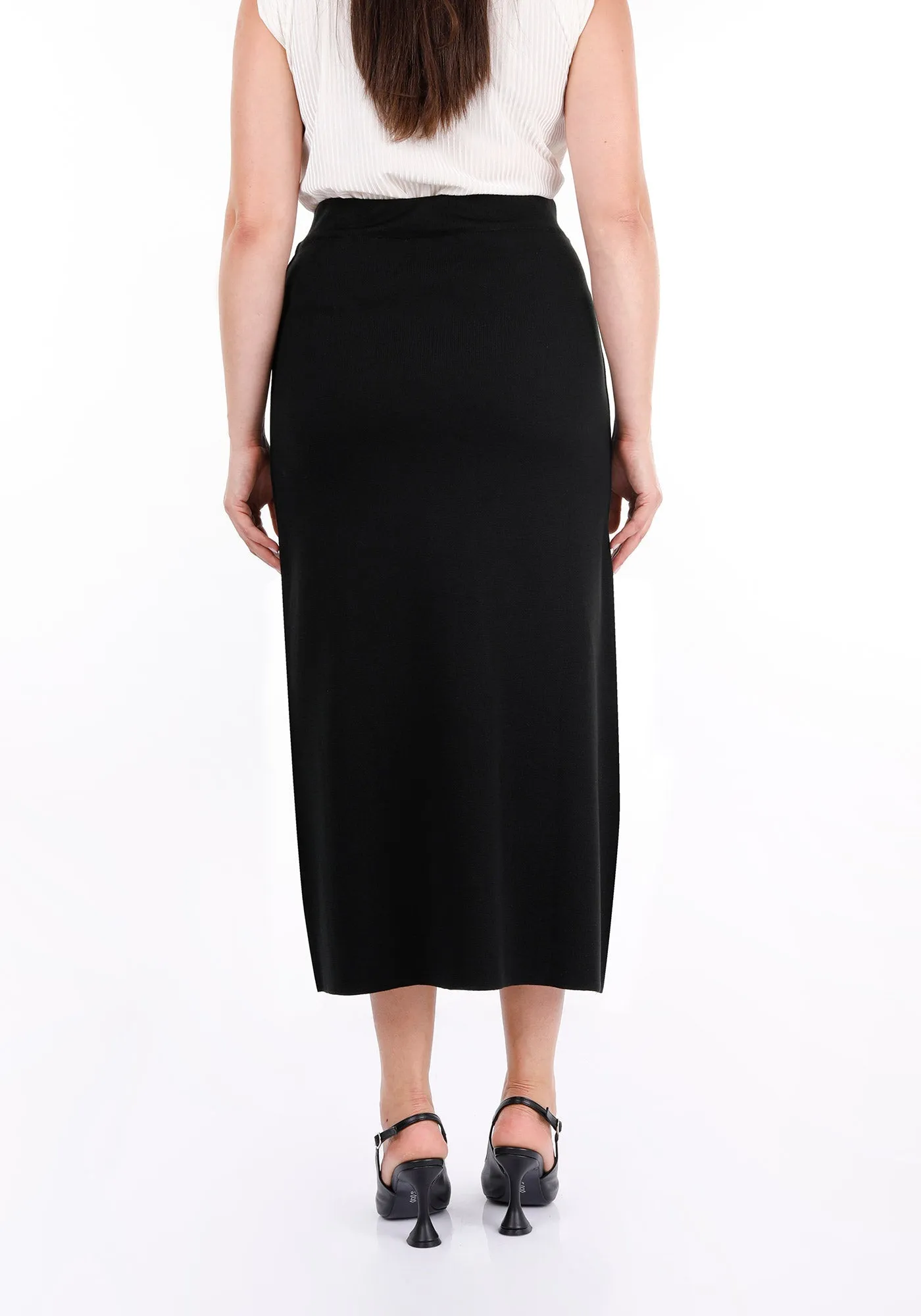 Black and Grey Double Faced Knit Skirt - G-Line