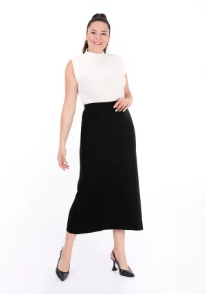 Black and Grey Double Faced Knit Skirt - G-Line