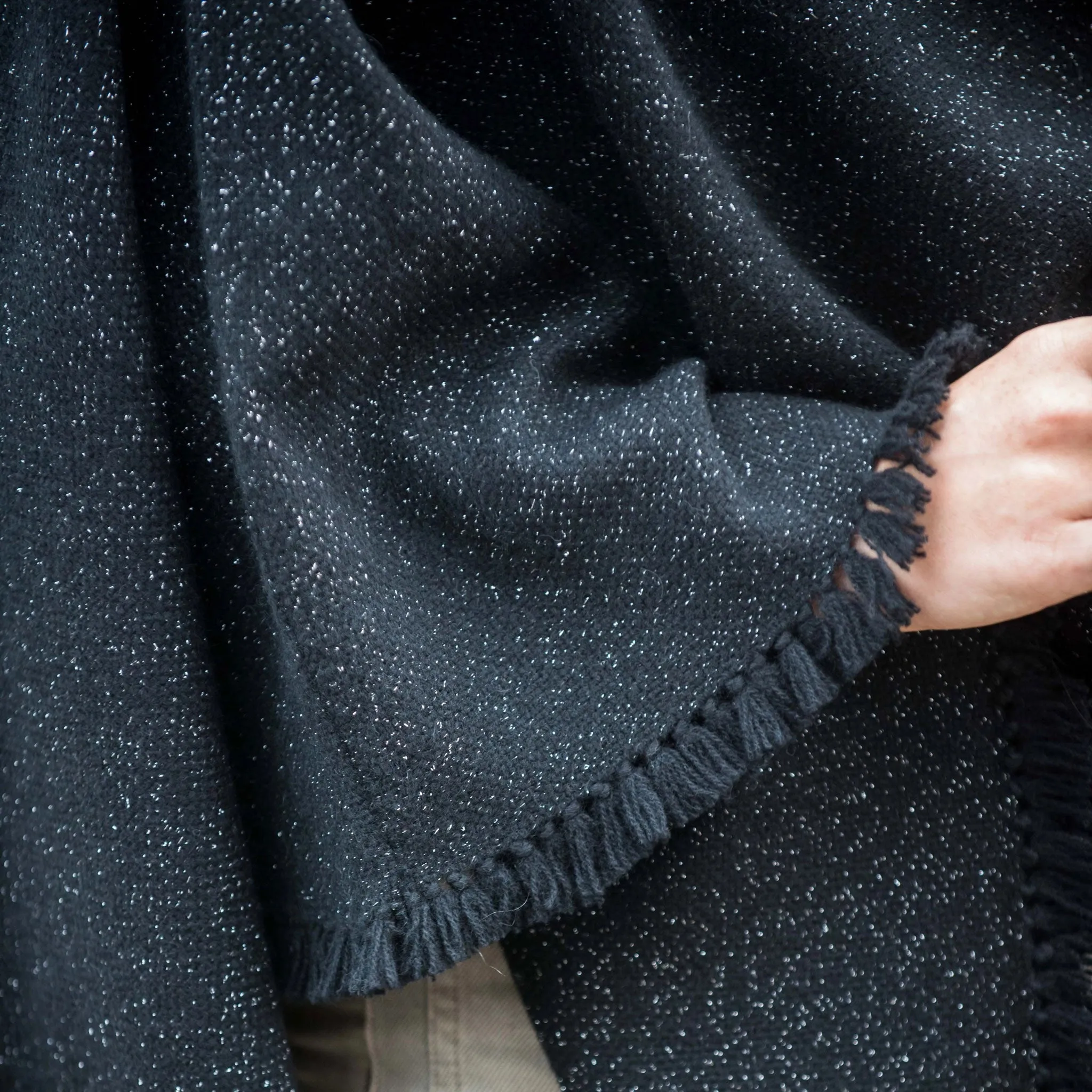 Black Sparkle Handwoven Cashmere Wrap