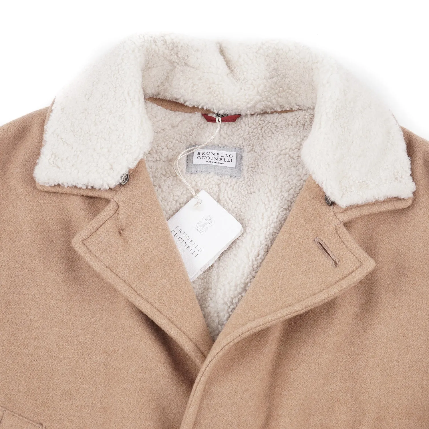 Brunello Cucinelli Cashmere Coat with Shearling Lining