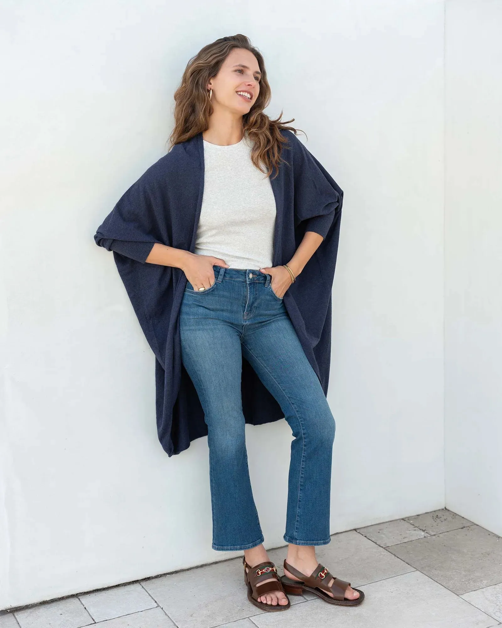 Chelsea Cotton Cashmere Kimono in Chambray