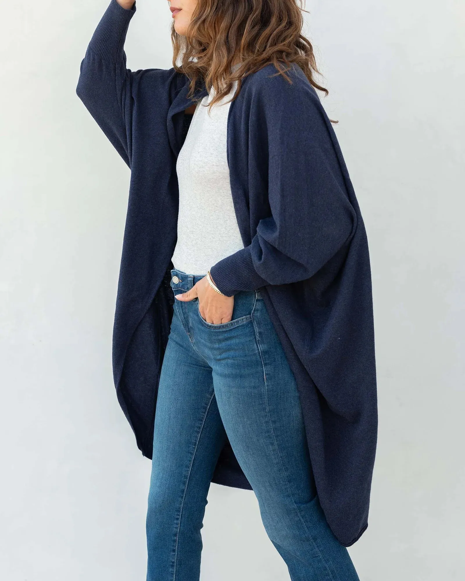 Chelsea Cotton Cashmere Kimono in Chambray