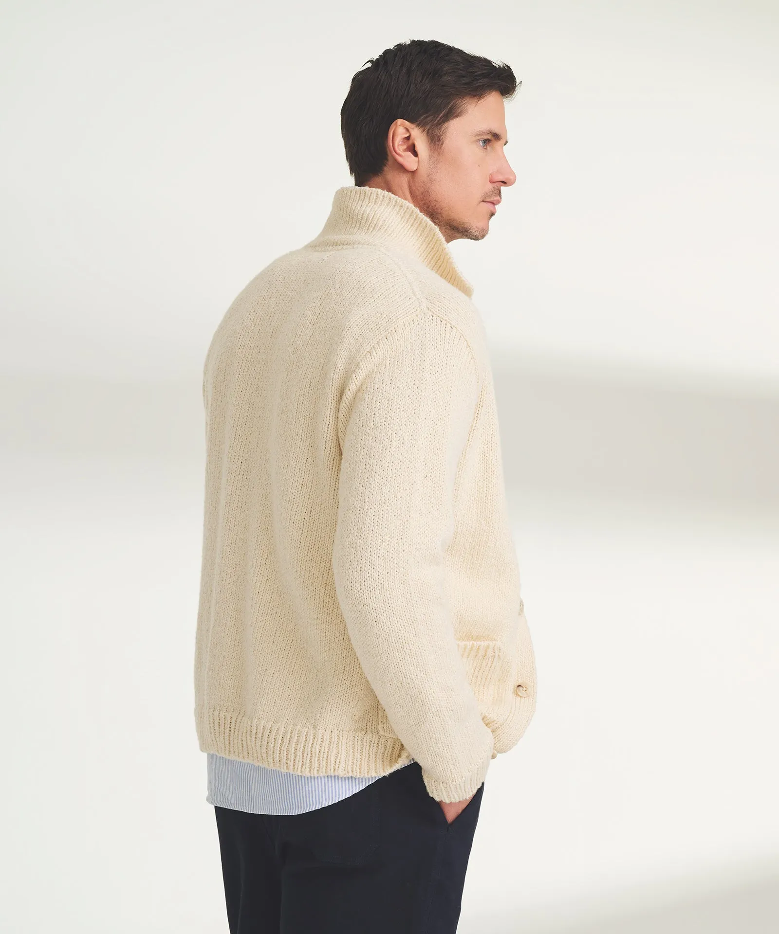 Chunky Cotton Collared Cardigan