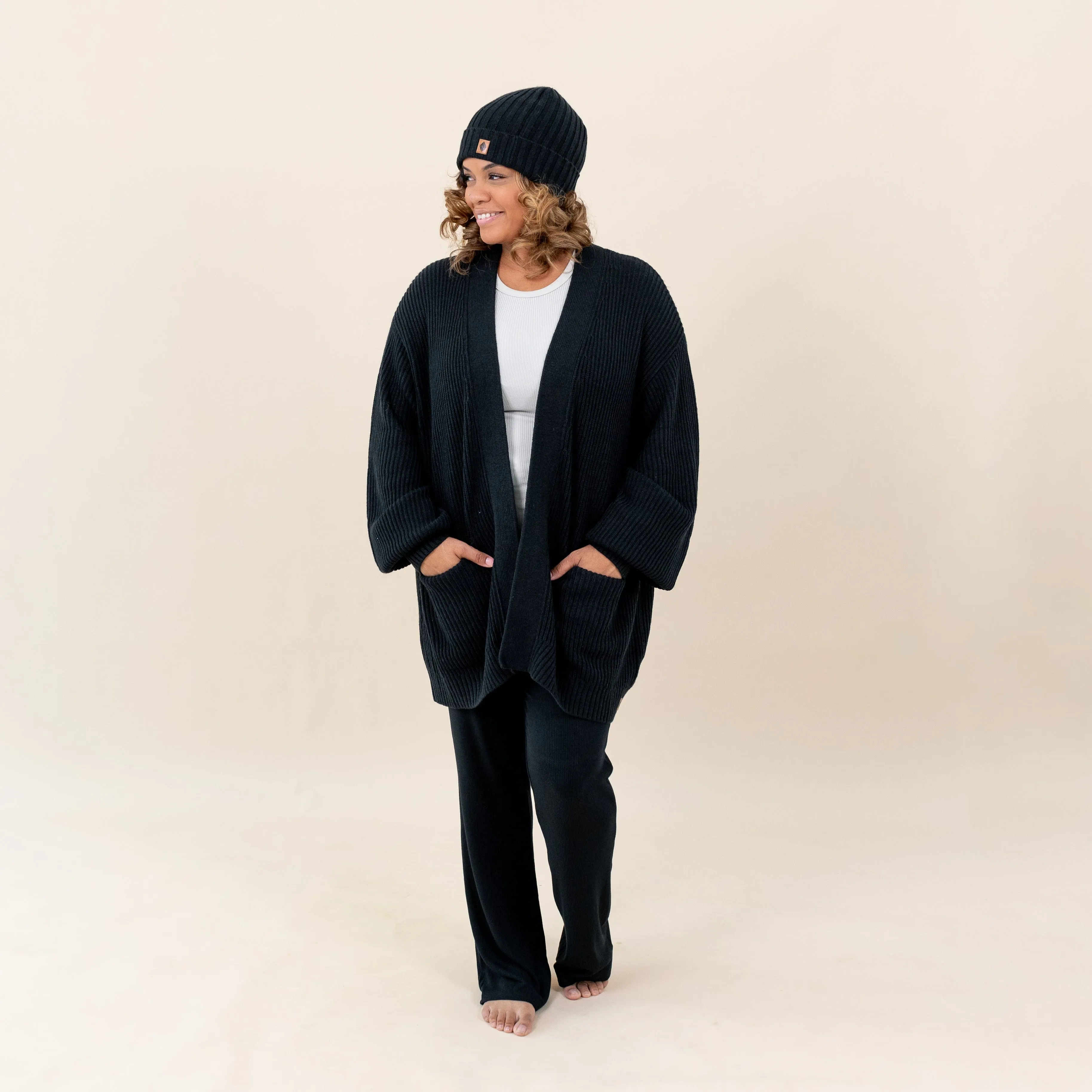 Chunky Knit Women's Oversized Cardigan in Midnight