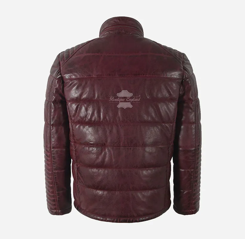 Cornwall Padded Quilted Jacket Mens Classic Puffer Leather Jacket