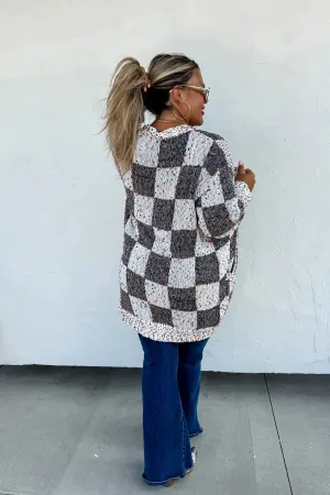 Curvy Girl Checkered Miley Dot Cardigan