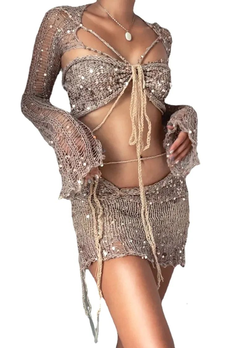 Danae Sequin Crochet 3 pieces Sets