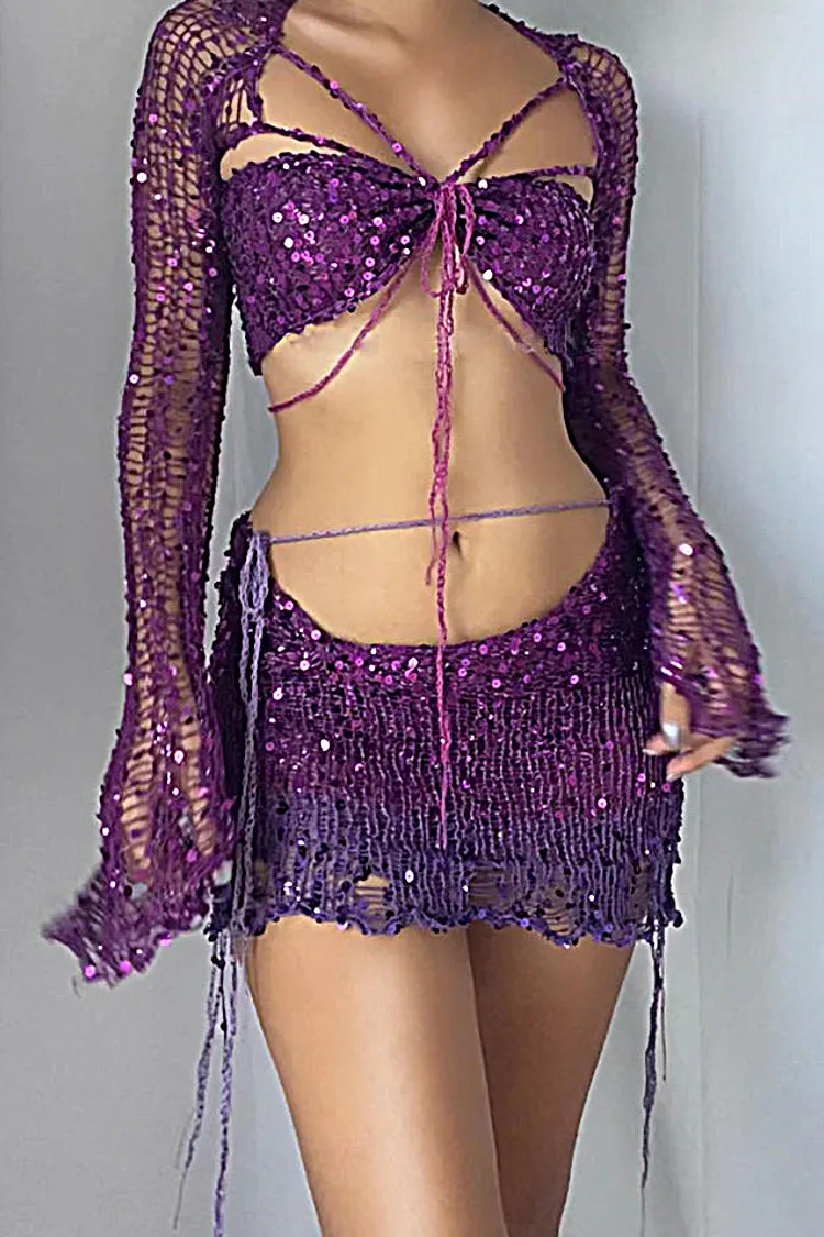 Danae Sequin Crochet 3 pieces Sets