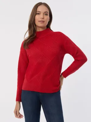 Diamond Stitch Mock Neck Sweater