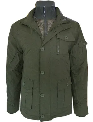 Dissident Cotton Mix Jacket with Quilted Jacket Insert in Green