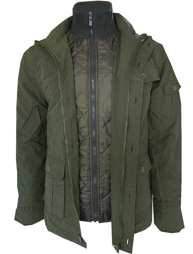 Dissident Cotton Mix Jacket with Quilted Jacket Insert in Green