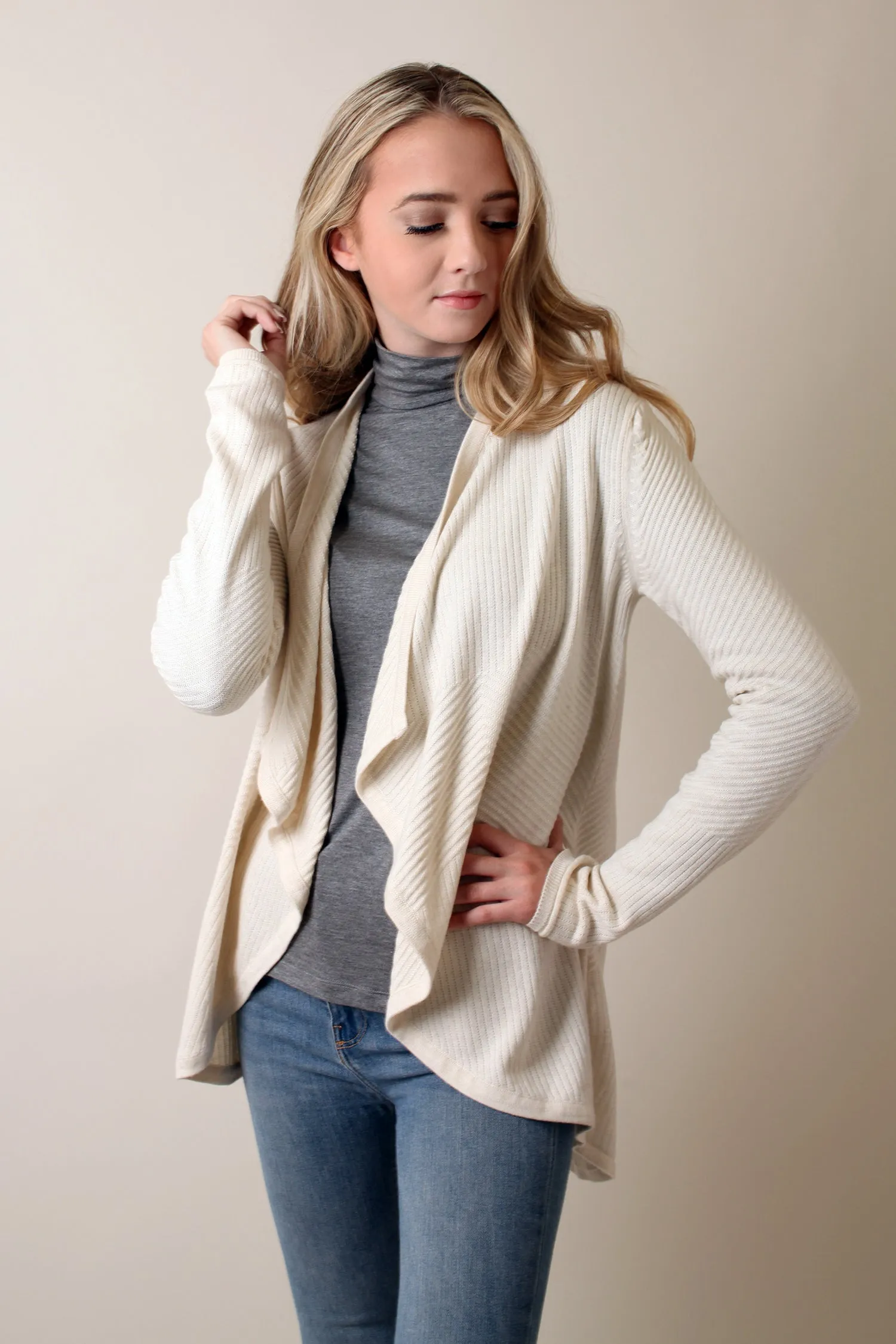 Eco-Chic Waterfall Cardigan Sweater