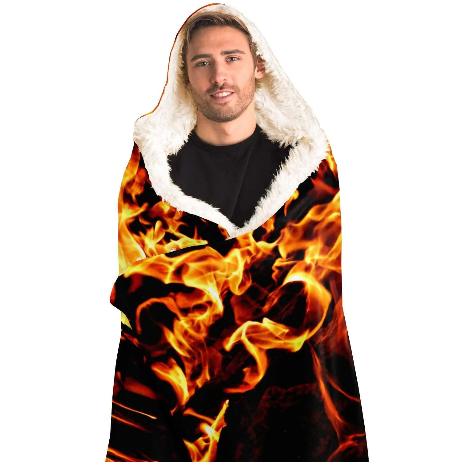 fire flames Hooded Blanket, fireplace,Snuggle Christmas/Thanksgiving/Housewarming/Baby Shower/Anniversary/LBGTQO/Graduation/Couple  Gifts