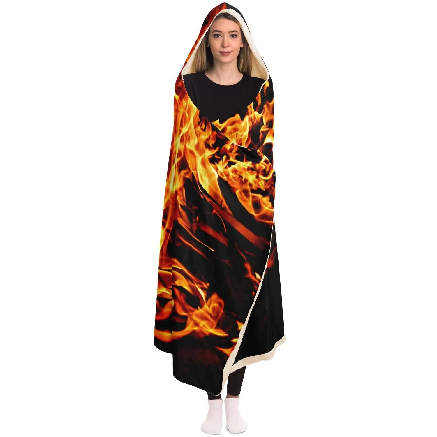 fire flames Hooded Blanket, fireplace,Snuggle Christmas/Thanksgiving/Housewarming/Baby Shower/Anniversary/LBGTQO/Graduation/Couple  Gifts