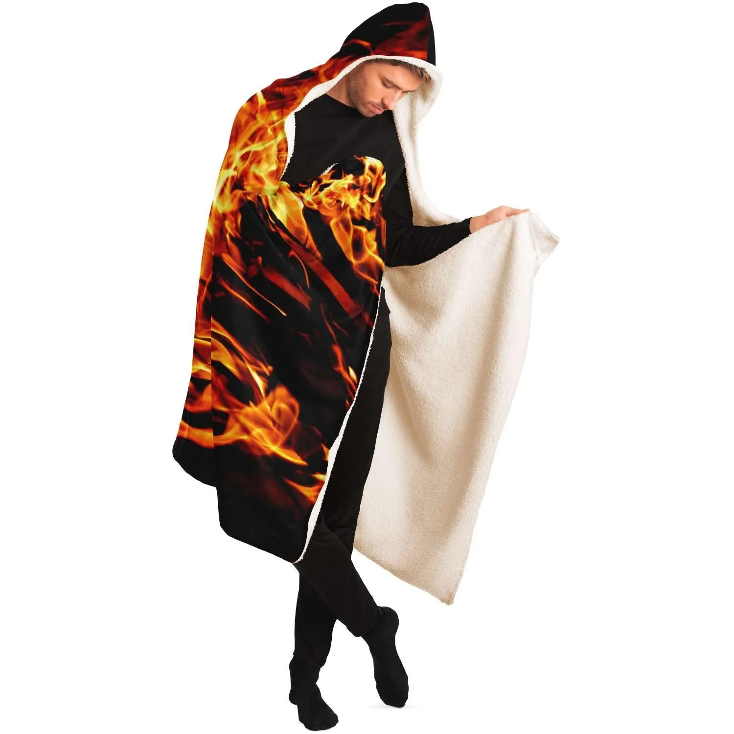 fire flames Hooded Blanket, fireplace,Snuggle Christmas/Thanksgiving/Housewarming/Baby Shower/Anniversary/LBGTQO/Graduation/Couple  Gifts