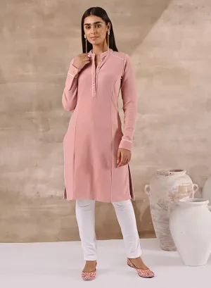 Full Sleeve Woolen Peach Striped Kurti