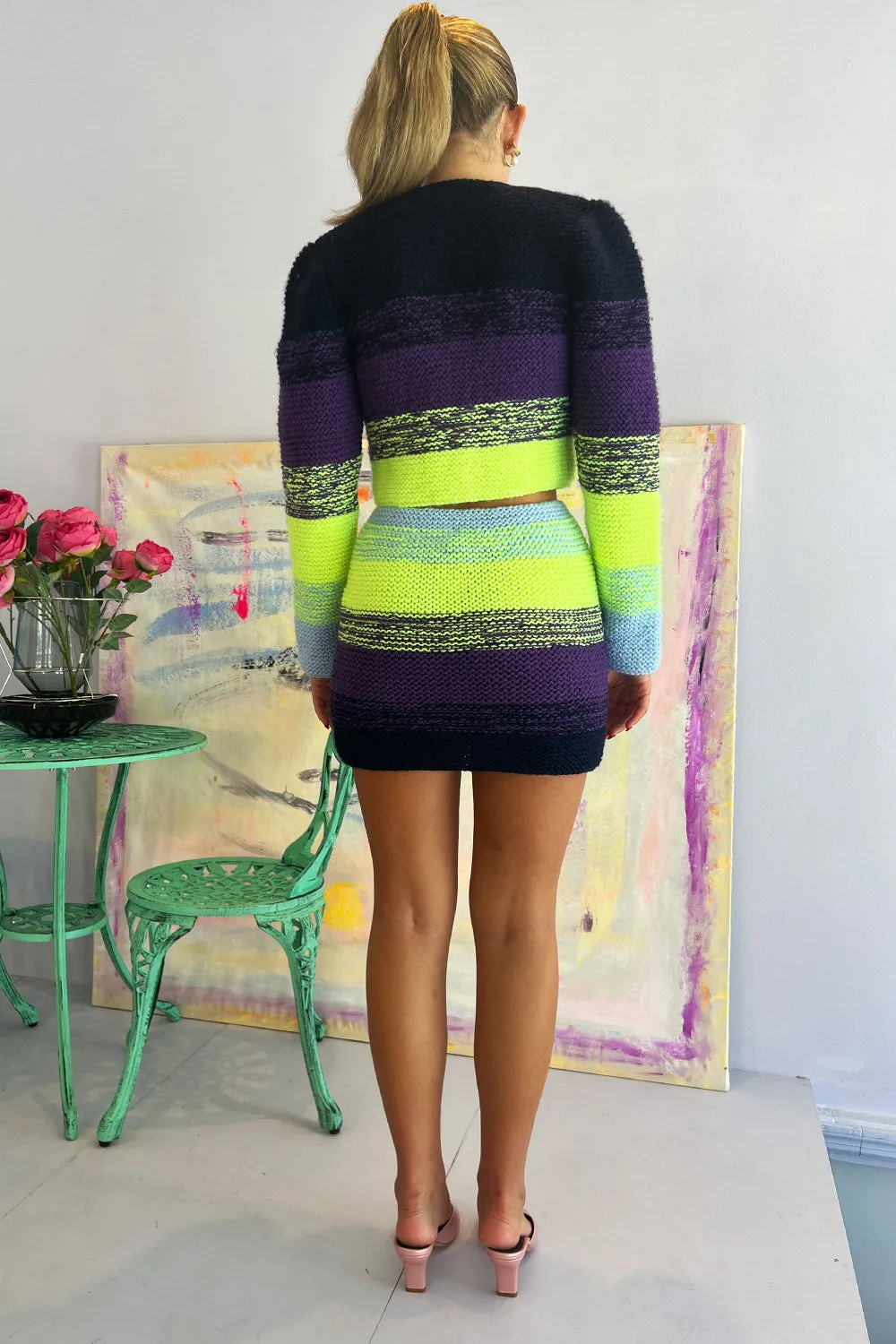 Germanier- Knit Skirt: Navy Multi