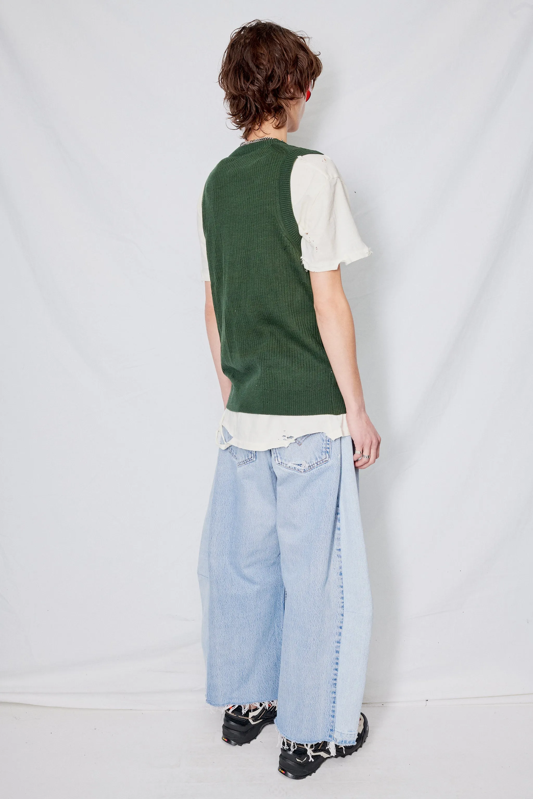 Green Ribbed Merino Wool Vest