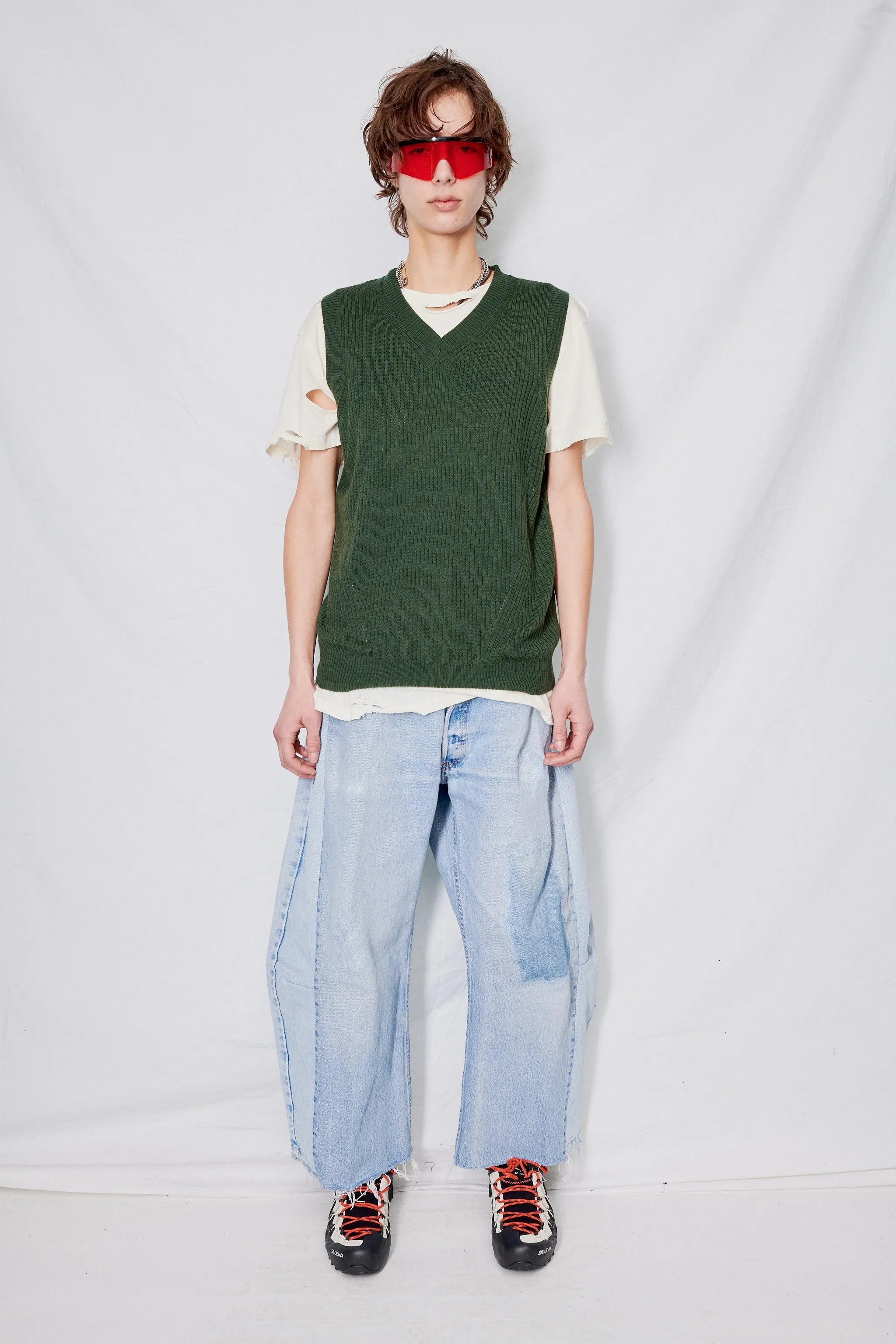 Green Ribbed Merino Wool Vest