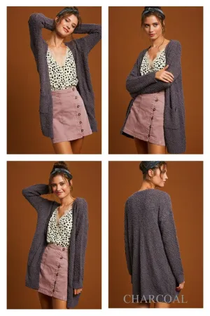 Hailey Popcorn Cardi in Charcoal