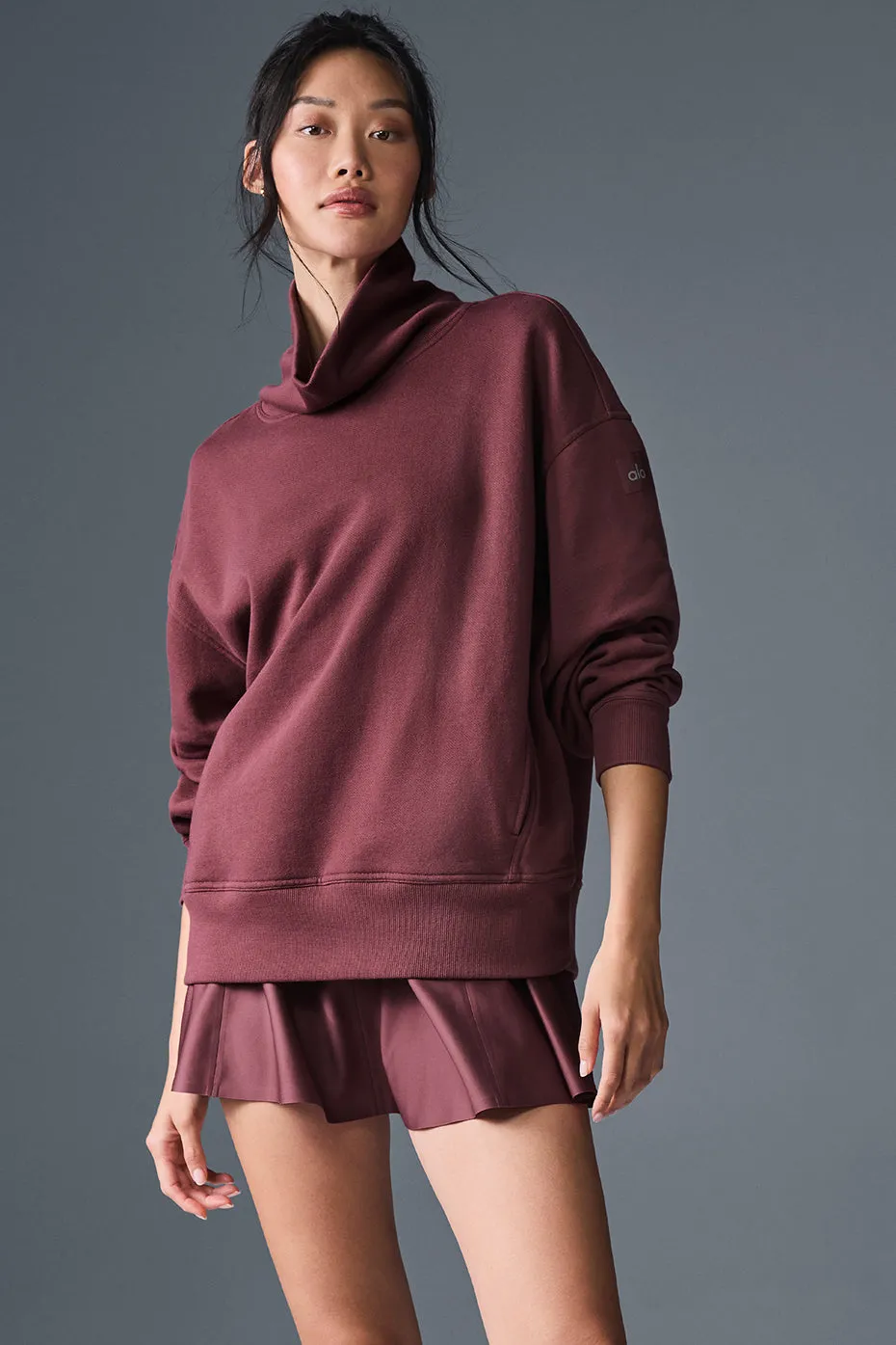 Hazy Mock Neck Pullover - Burgundy Truffle