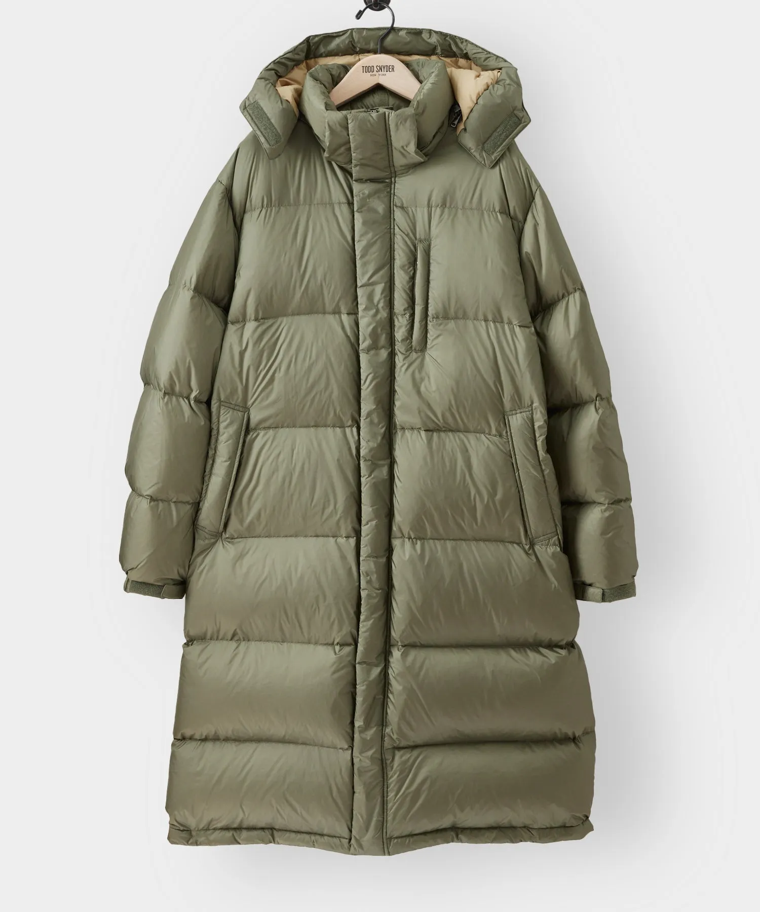 Italian Long Tech Down Parka in Olive