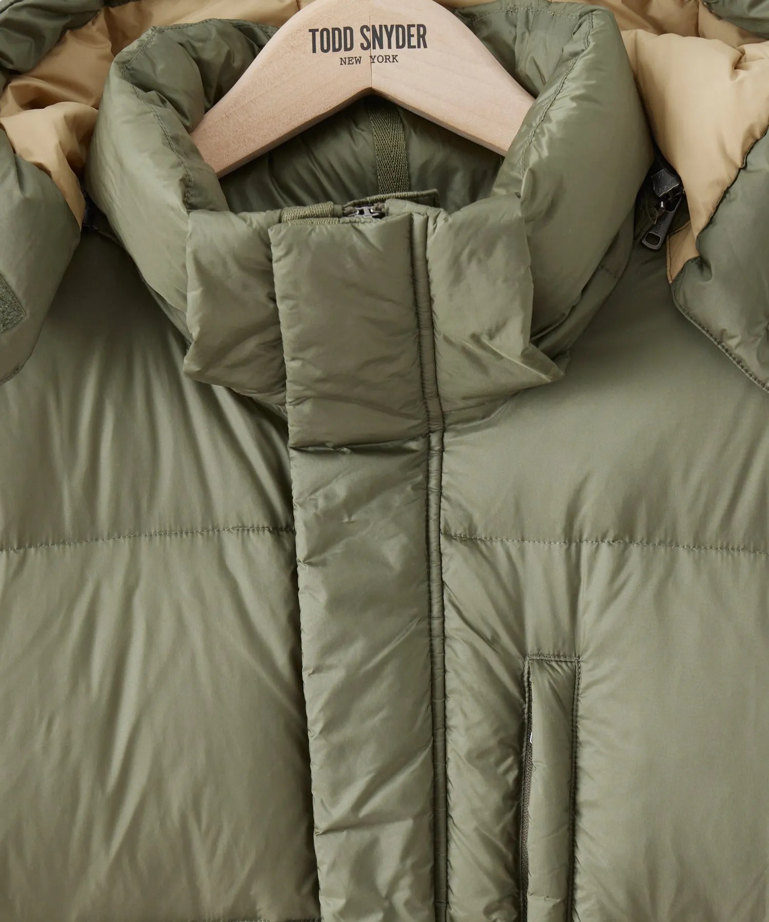 Italian Long Tech Down Parka in Olive