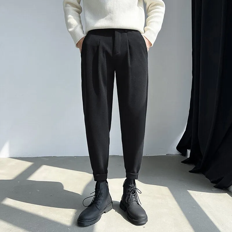 [Korean Style] 2 Colors Formal Woolen Jogger Pants