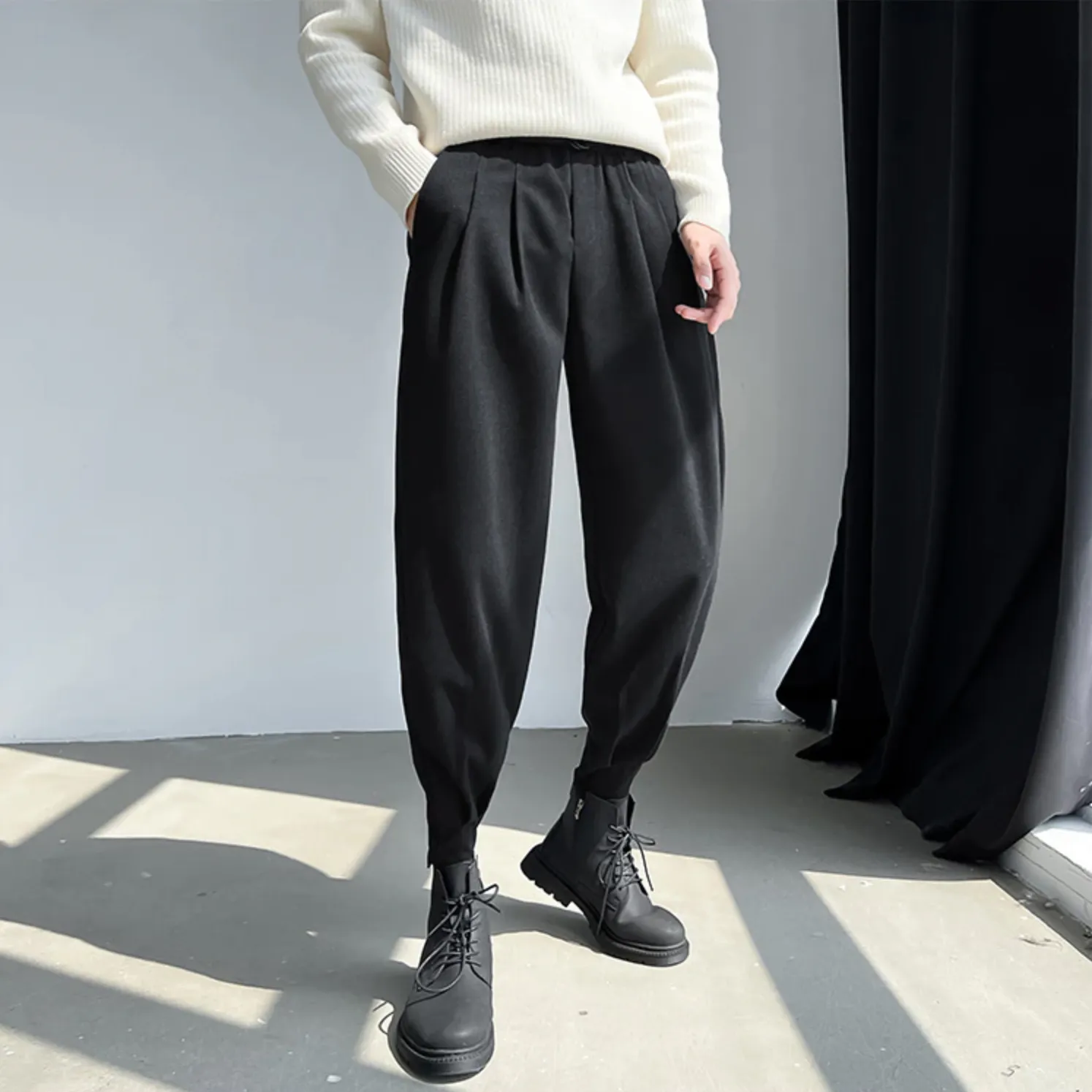 [Korean Style] 2 Colors Formal Woolen Jogger Pants