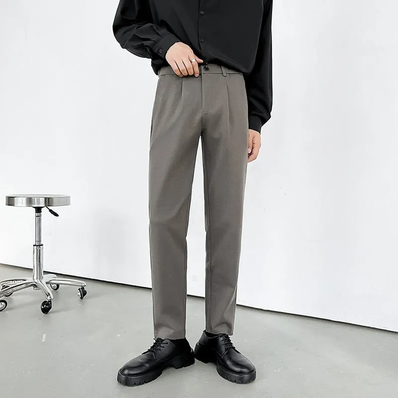 [Korean Style] 2 Colors Thick Woolen Slim-Fit Pants