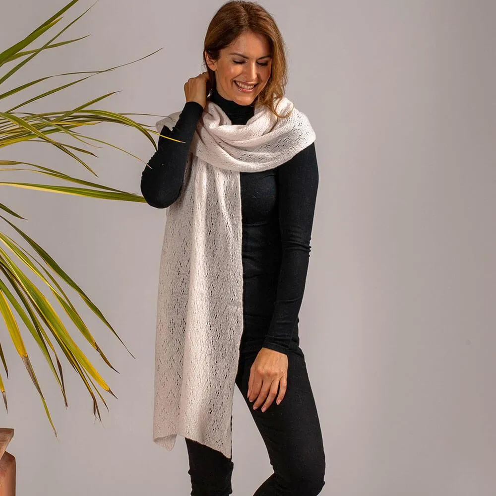 Latte Lace Knit Cashmere Wrap