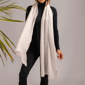 Latte Lace Knit Cashmere Wrap