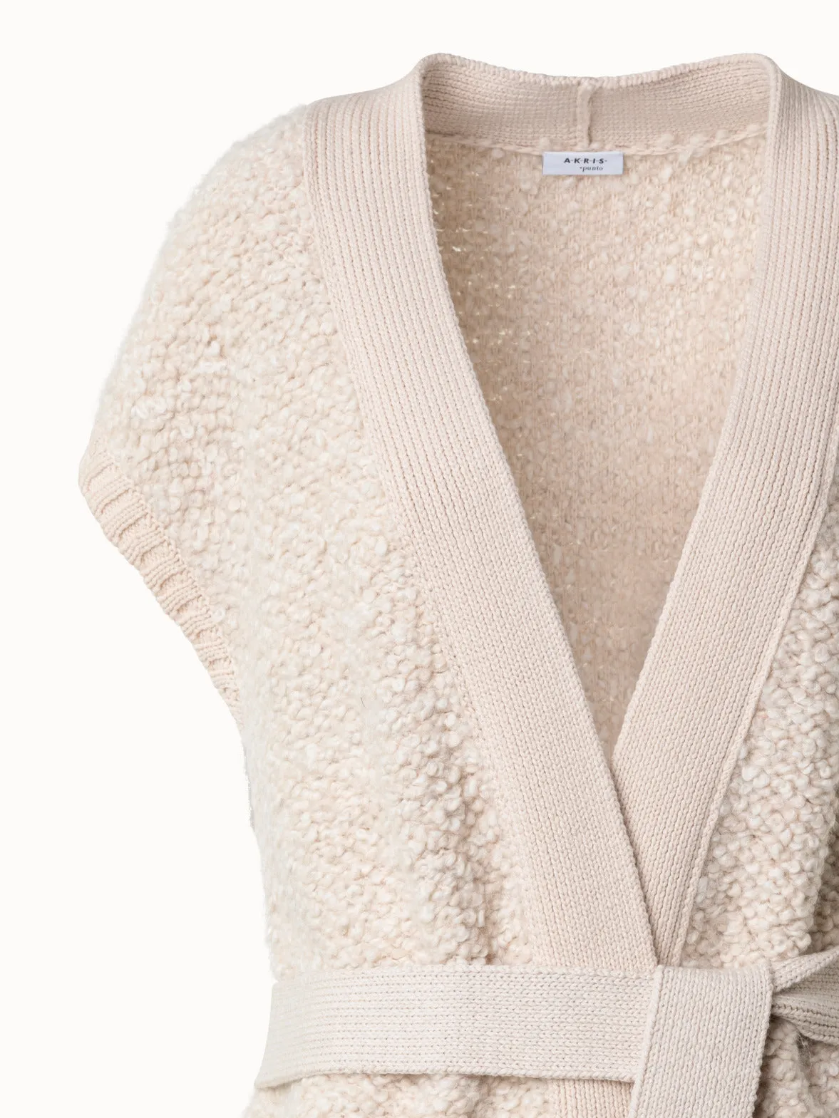 Long Knit Cardigan in Soft & Chunky Wool Alpaca Bouclé