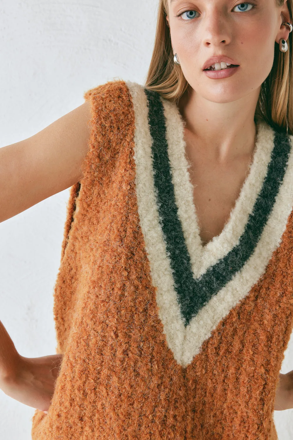 Macy Knit Vest Burnt Orange