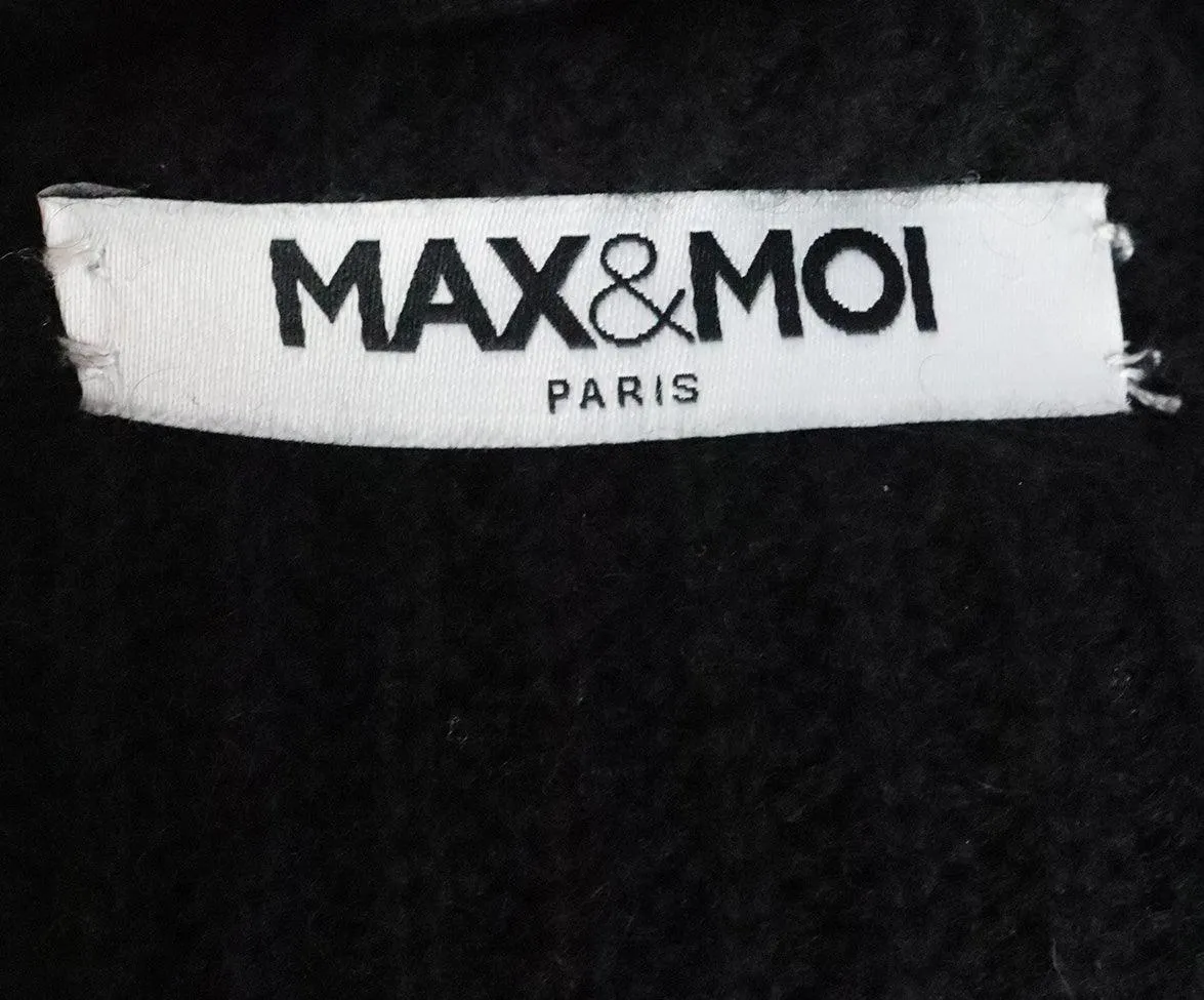 Max & Moi Black Cashmere & Fox Trim Sweater sz 6