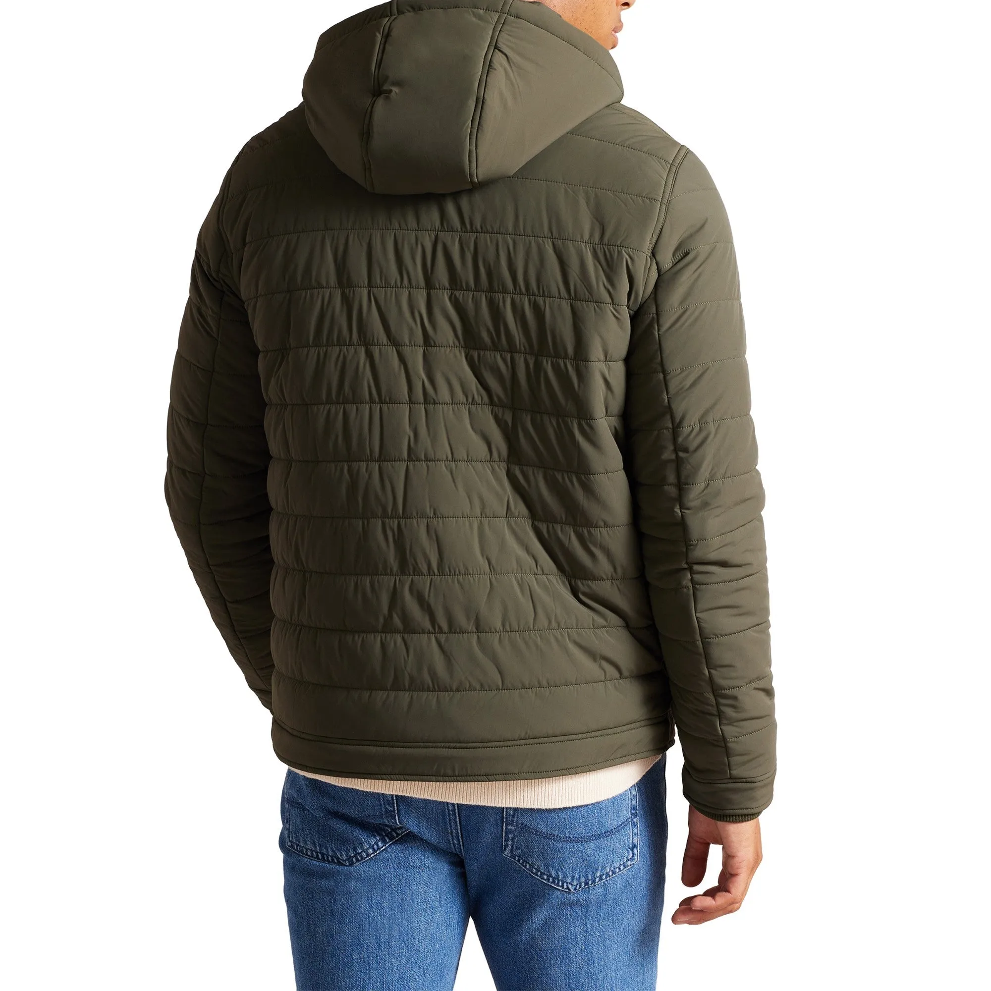 Men Mmo-Ovarn-Funnel Neck Quilted  Nylon Jacket - Khaki