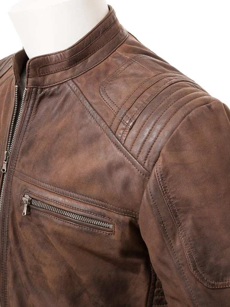 Men's Vintage Brown Leather Jacket MG10