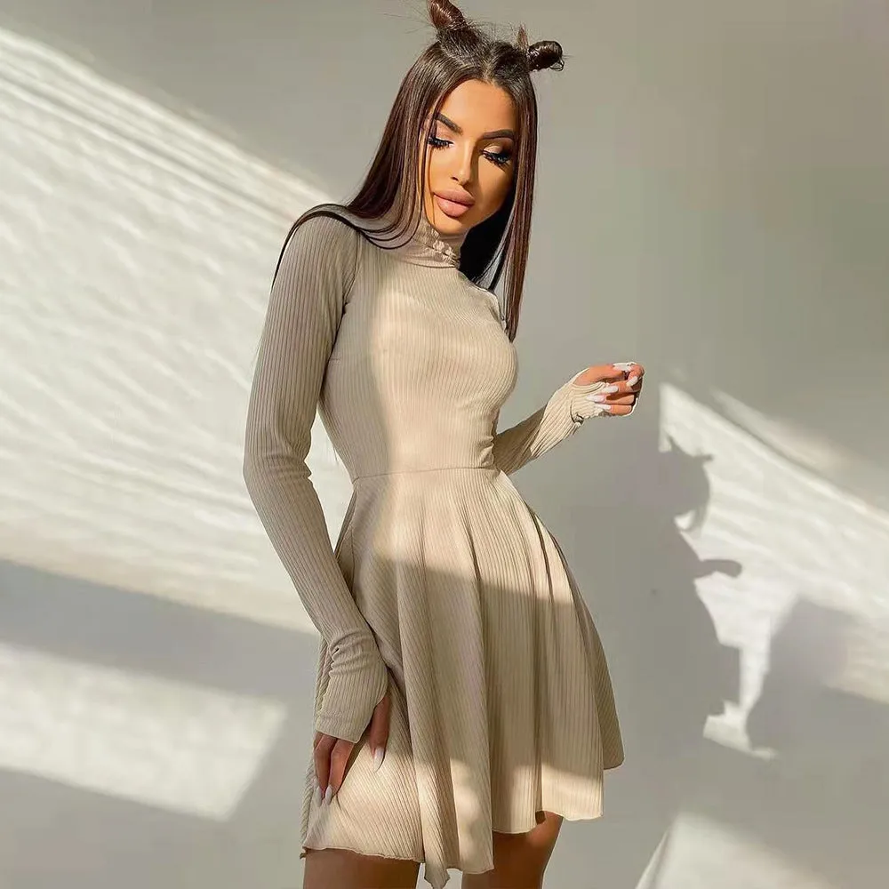 Mini Club Dresses Fall Slim Fit Short Skirt Fashionable Knitted Dress