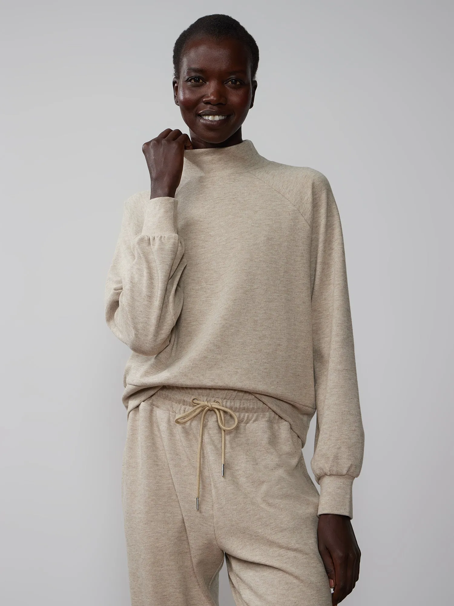 Mock Neck Brushed Hacci Pullover