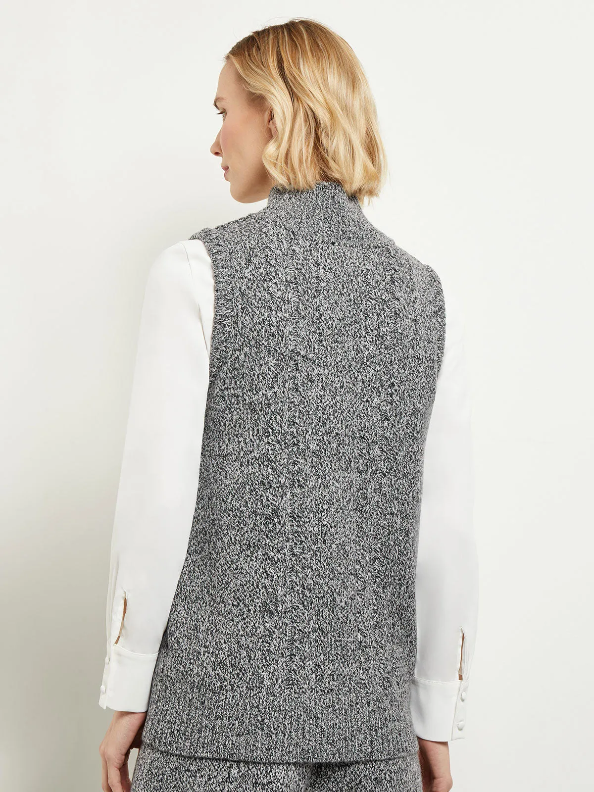 Mock Neck Tank - Cable Accent Cozy Knit