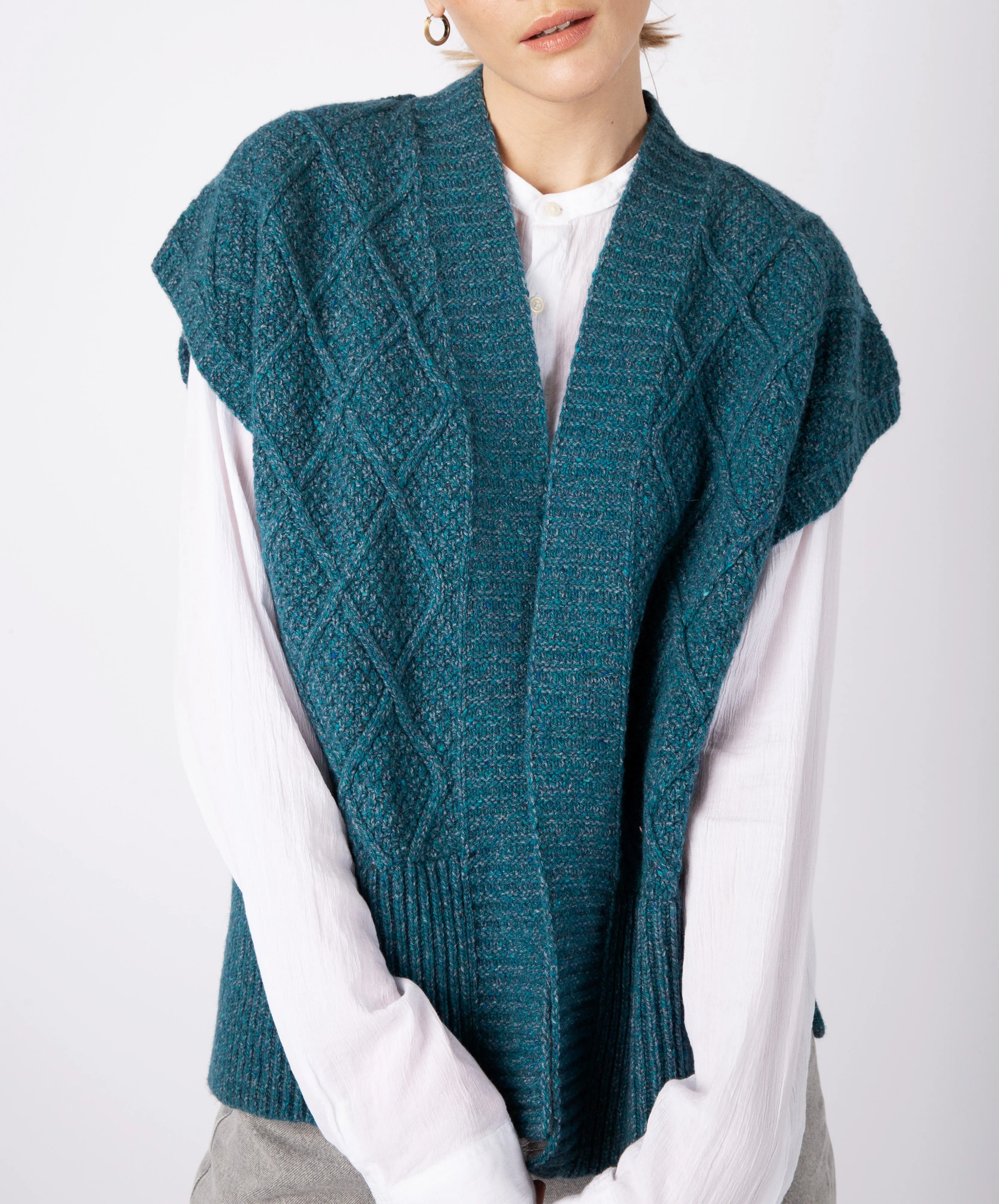 Nettle' Diamond Pattern Vest Aquamarine