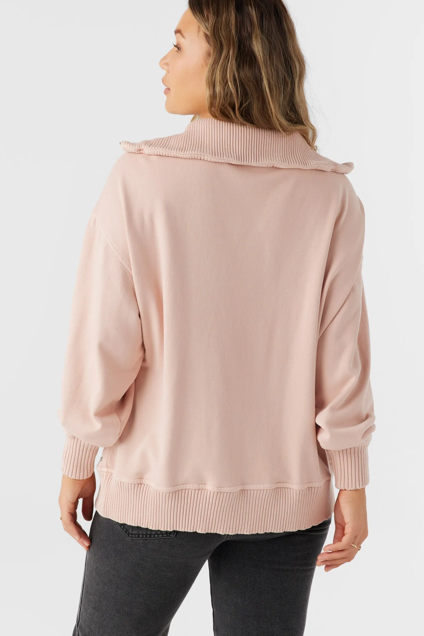 O'neill KARMA FRENCH TERRY HALF ZIP PULLOVER - ROSE DUST