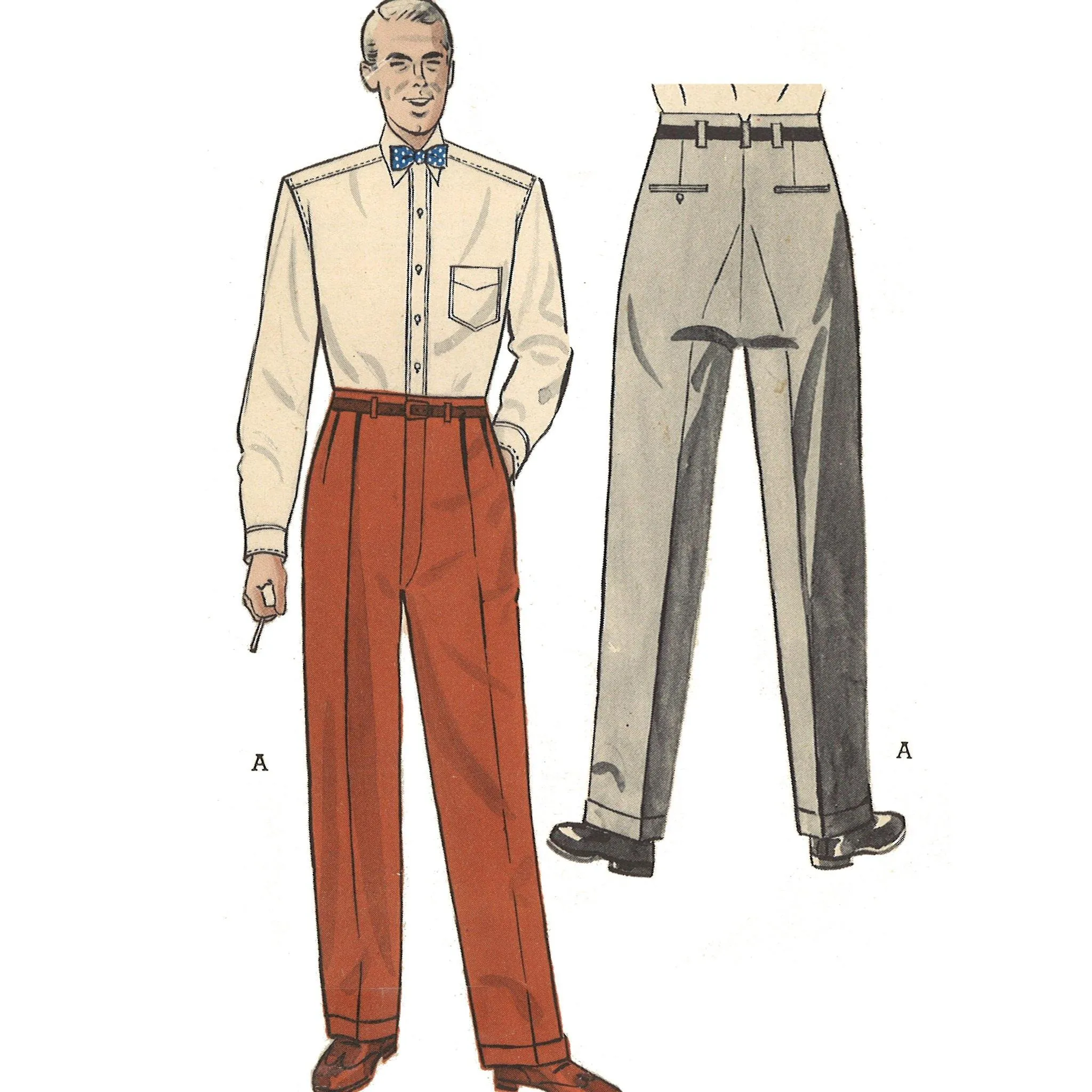 PDF - 1950s Pattern, Men's Tailored Fred Astaire Slacks -  Waist 42" (106.7Ccm) - Instantly  Print at Home